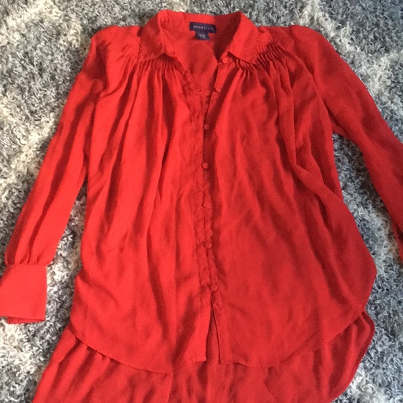 Pretty red button up blouse! - Picture 2 of 5